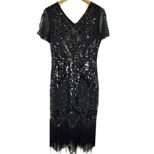 Fundaisy vintage beaded sequin tassel dress